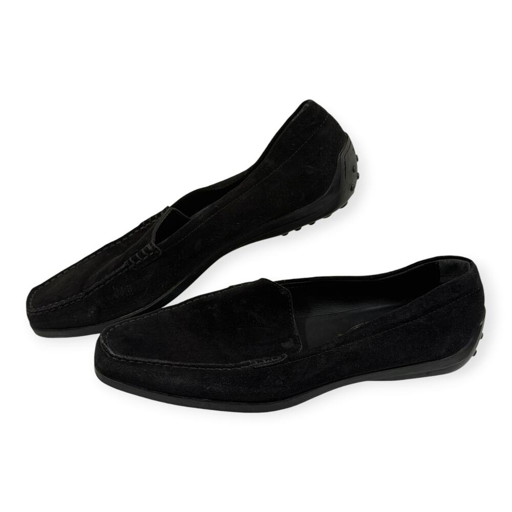Tod's Gommino Suede Driving Loafers, Black Leather, Women's 7, EU 37.5